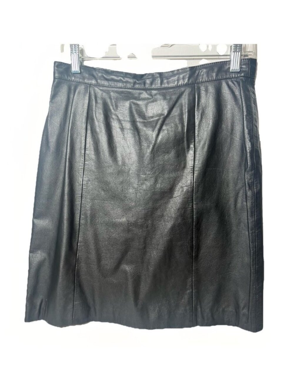 Vintage Leather Women Skirt 28” Black Leather Grunge 90s Western Cowgirl Hh
